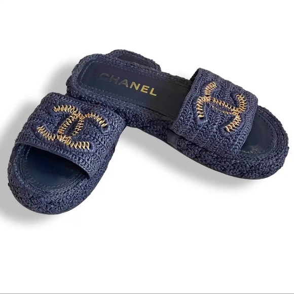 Chanel Interlocking CC Logo Straw Espadrilles Size: 8.5 EU 39 - Picture 10 of 16